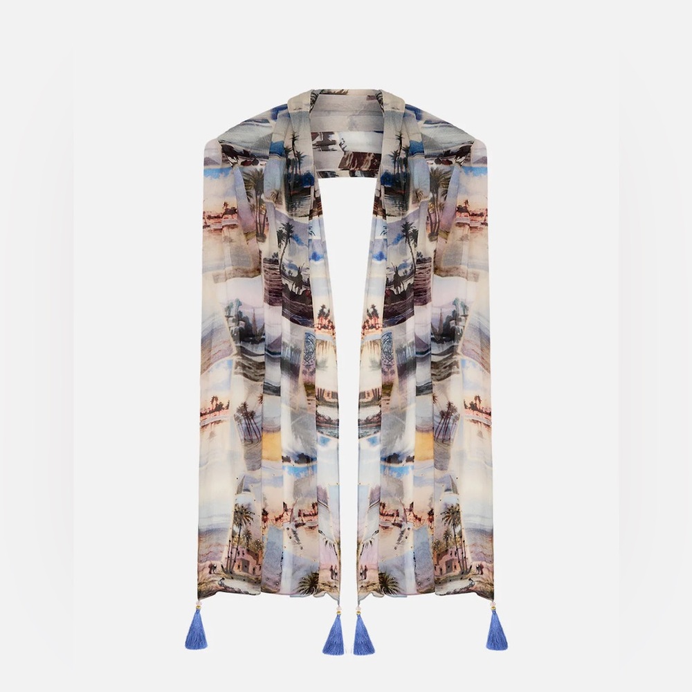 Camilla “Call Me in Cairo” long silk boho hippie scarf shawl belt top headwrap